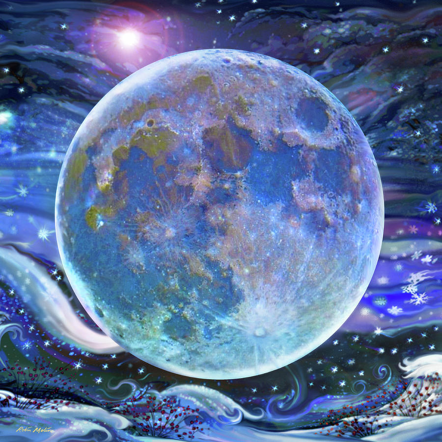 Winter Dream Moon Digital Art by Robin Moline