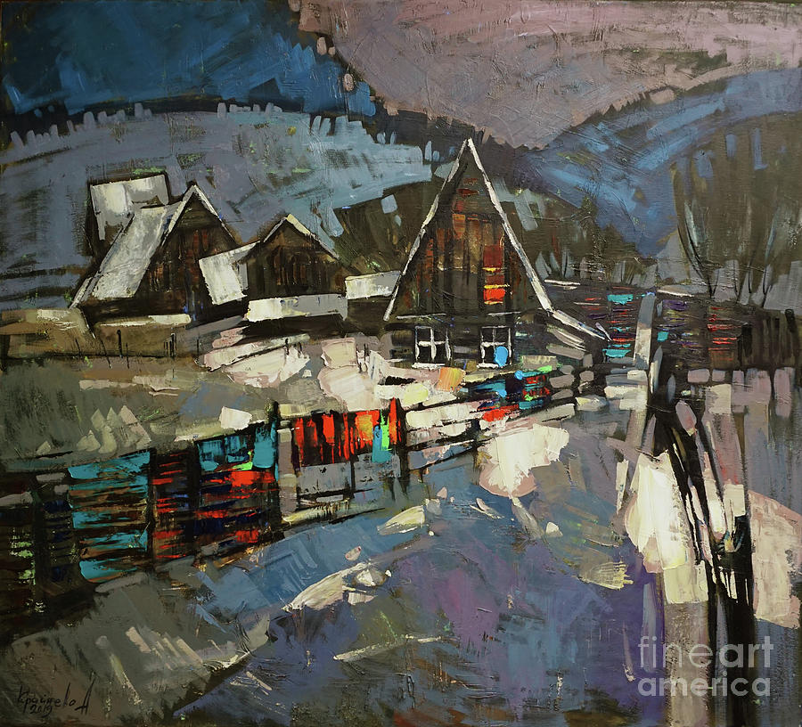 Winter evening Painting by Anastasija Kraineva