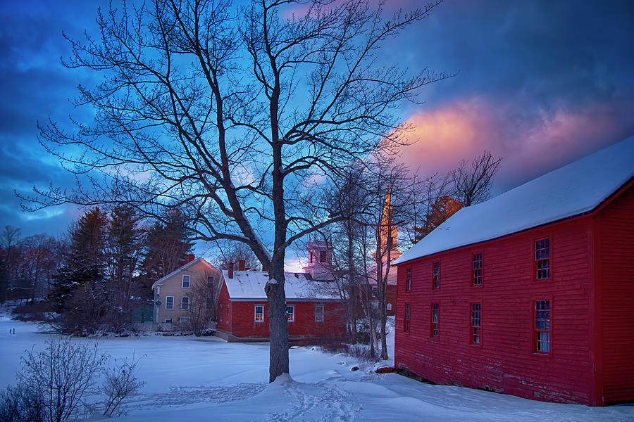 Winter evening in Harrisville, New Hampshire Photograph by Joann Vitali