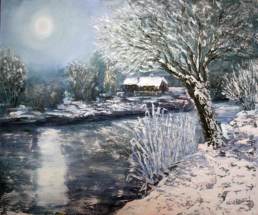 Winter Evening Painting by Svetlana Samovarova