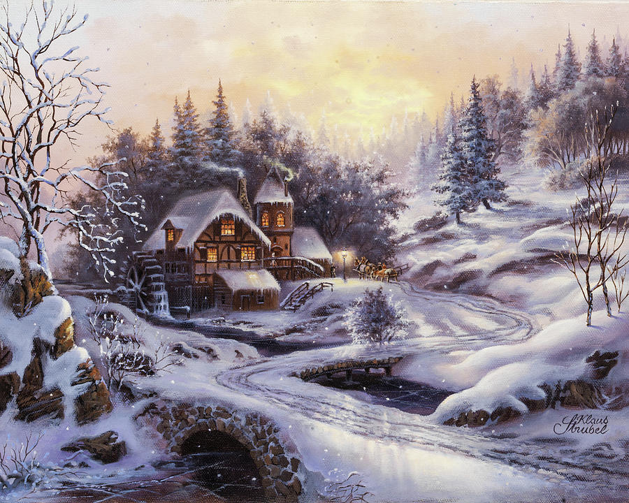 Winter Evening Visit Painting by Klaus Strubel - Fine Art America