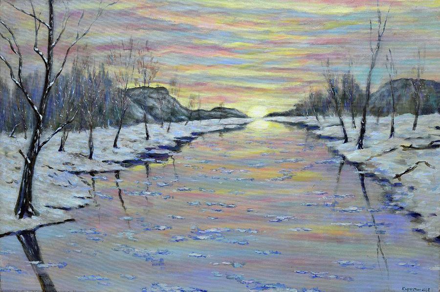 Winter Expression Sunrise Painting by Eugene Kuperman