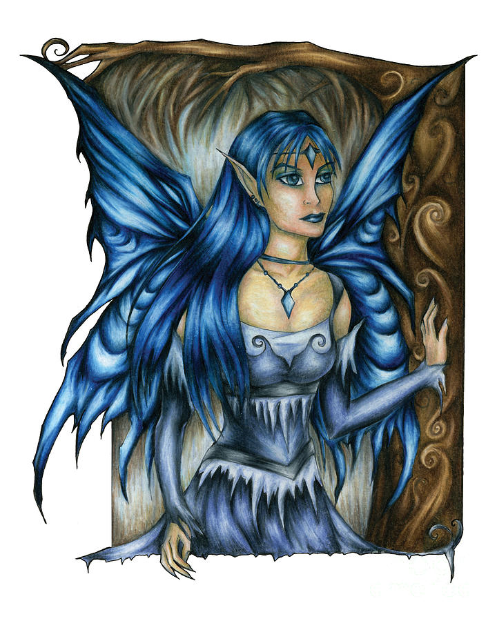 Winter Fairy Drawing - Winter Fairy Drawing by Kristin Aquariann