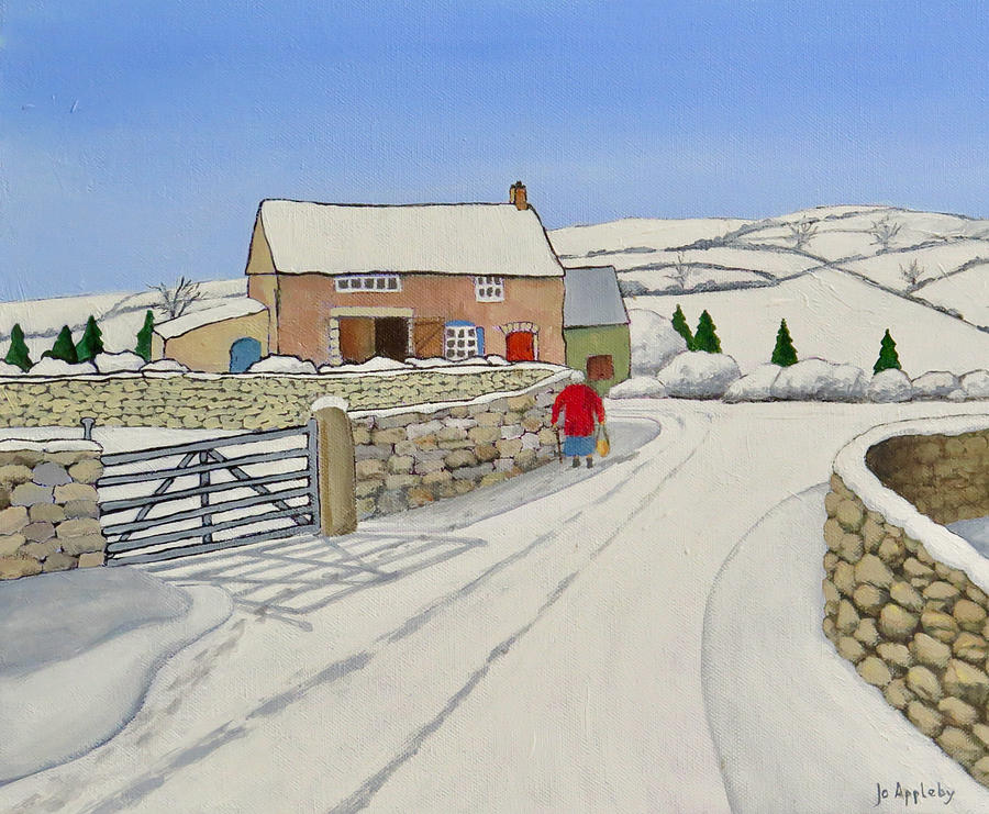 Winter Farm Painting by Jo Appleby