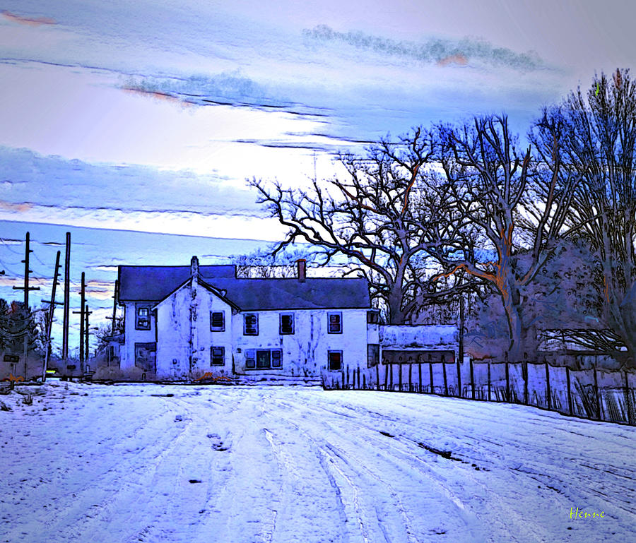 Winter Farmhouse at Twilight Photograph by Robert Henne