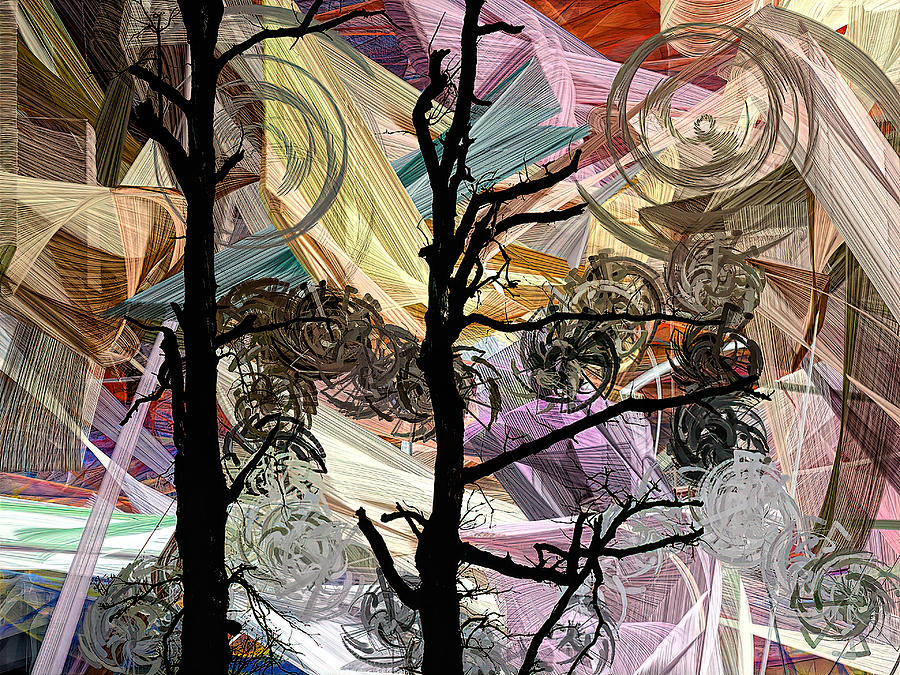 Winter Trees And Festive Feelings /Abstract Art  Digital Art by Aleksandrs Drozdovs