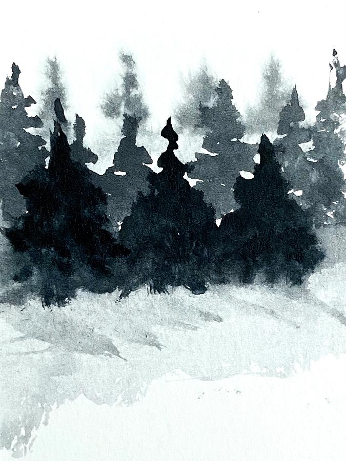 Winter Fir Forest 1 Painting by Masha Batkova