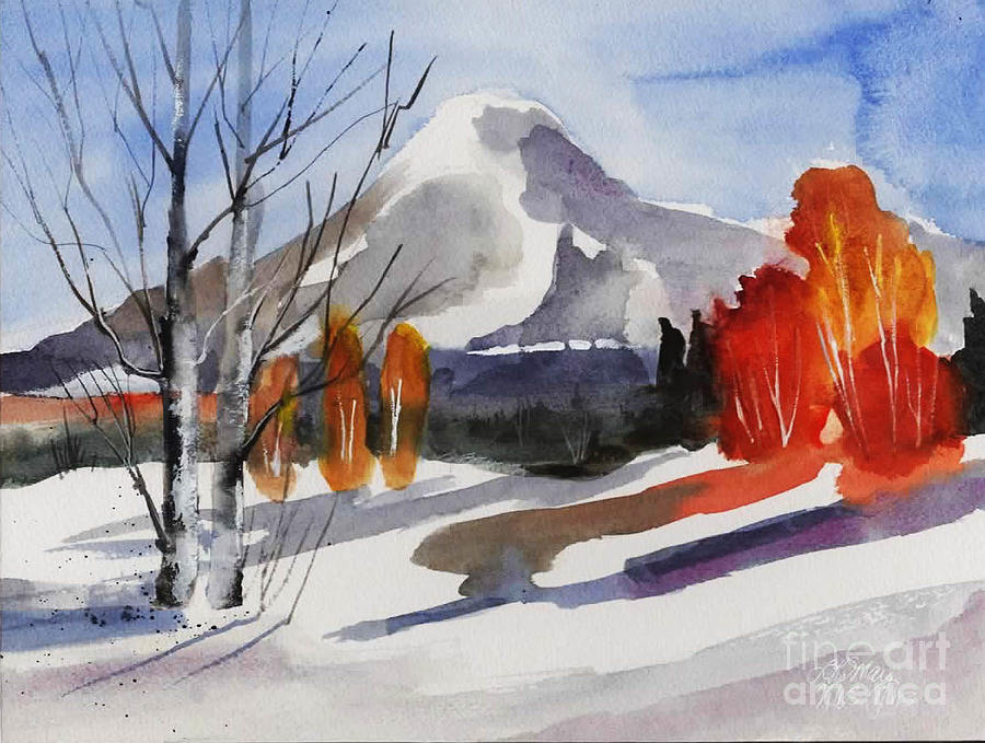 Winter Fire Painting by Lucy Lemay