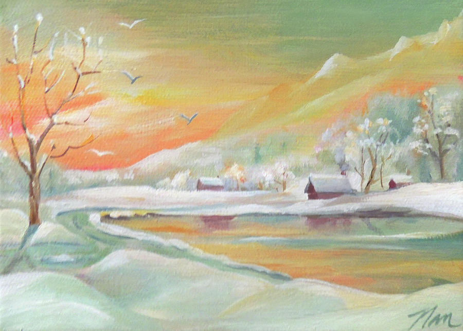 Winter Flight Painting by Nancy Griswold
