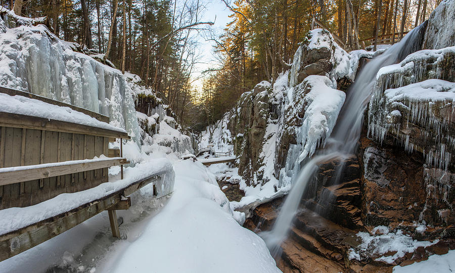 Winter Flume Gorge Dusk Photograph by White Mountain Images