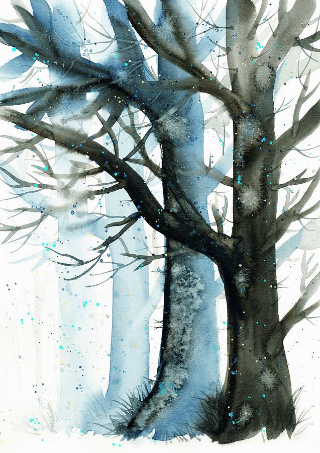 Winter forest. Illustration Painting by Nataliya Vetter
