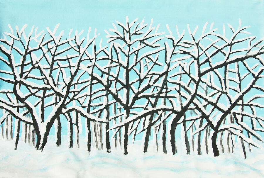 Winter forest in snow painting Painting by Irina Afonskaya