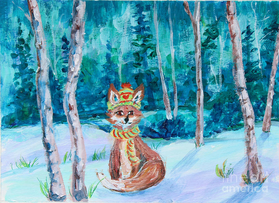 Winter Fox Painting by Li Newton