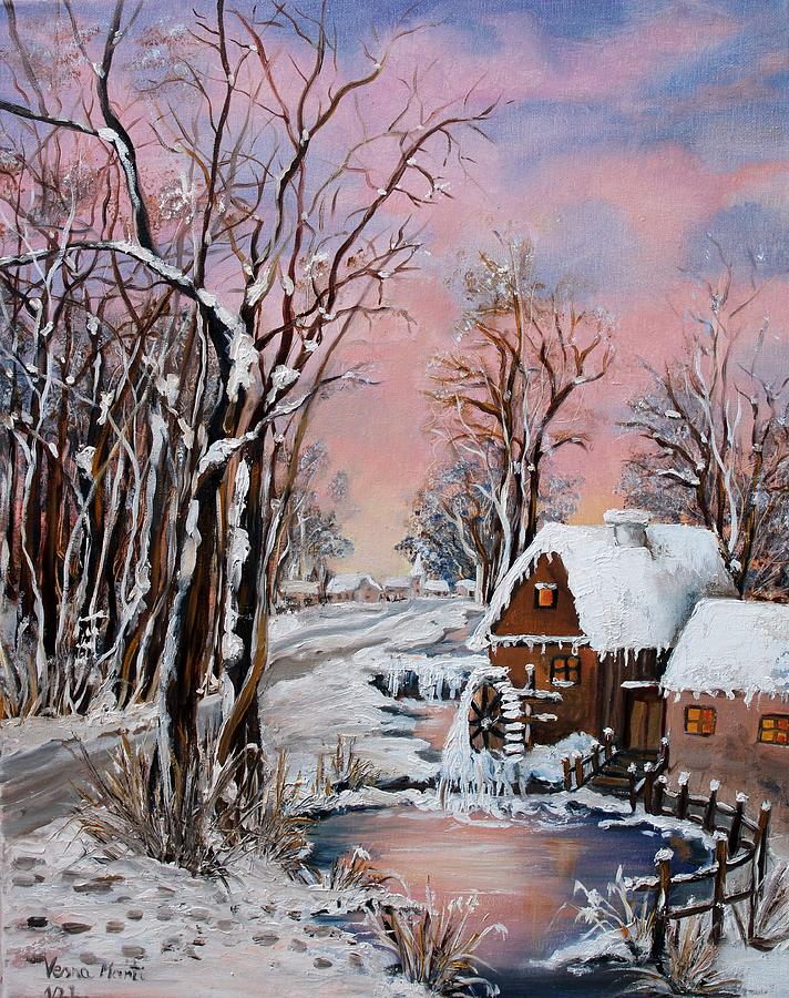 Winter From Childhood Painting by Vesna Martinjak