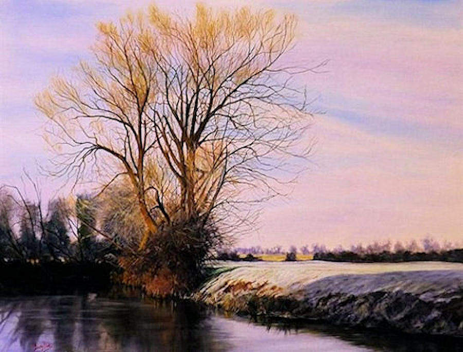 Winter Frost On The Ouse At Stony Stratford Painting by Barry BLAKE