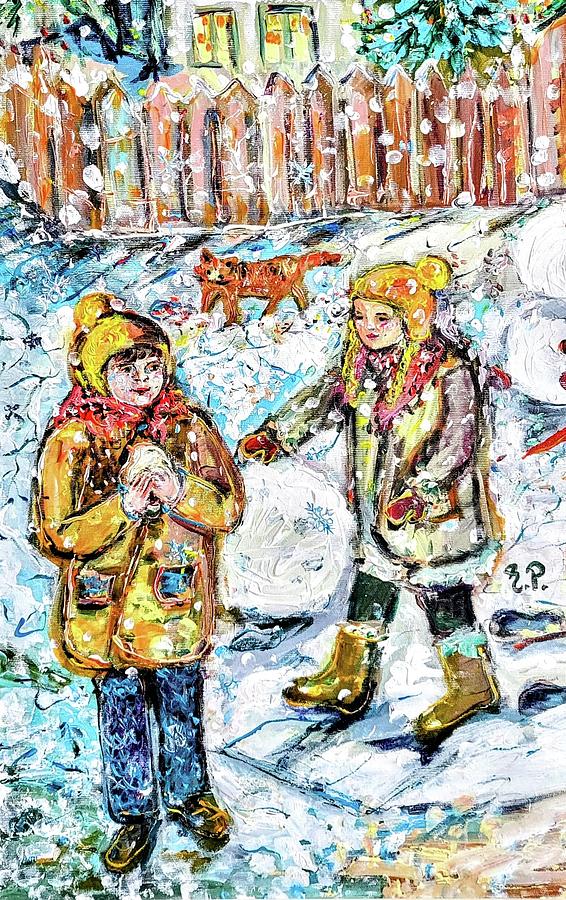 Winter Fun Painting by Evelina Popilian
