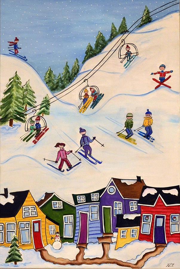 Winter Fun Painting by Heather Lovat-Fraser