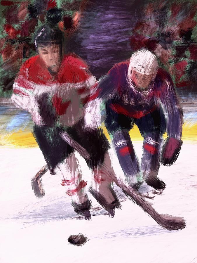 Hockey Digital Art - Winter Games Hockey by Larry Whitler