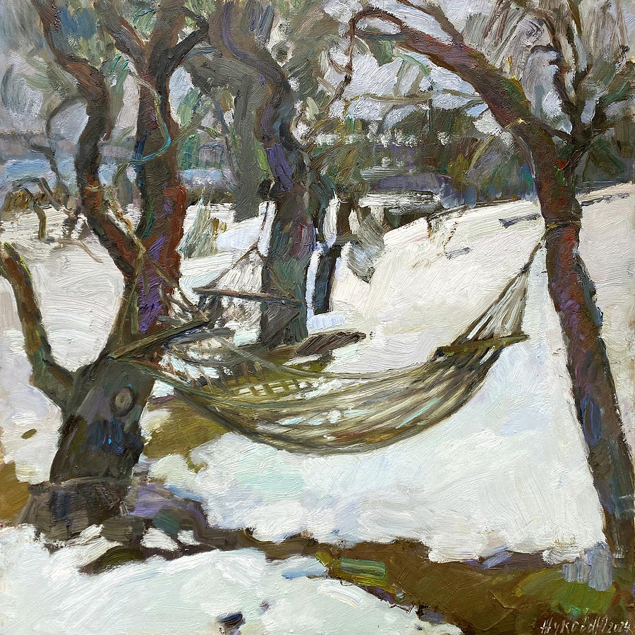 Winter Painting - Winter garden by Juliya Zhukova
