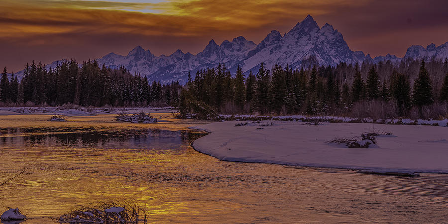 Winter Glow Over The Tetons Photograph by Yeates Photography