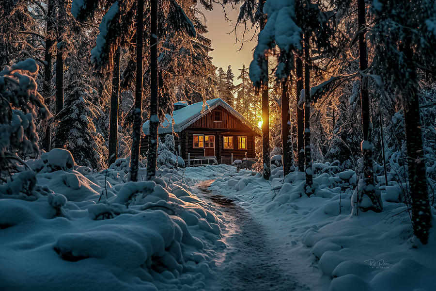 Winter Golden Hour Retreat Digital Art by Bill Posner