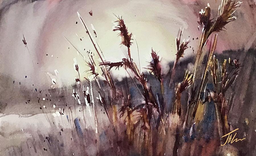 Winter Grasses Painting by Judith Levins