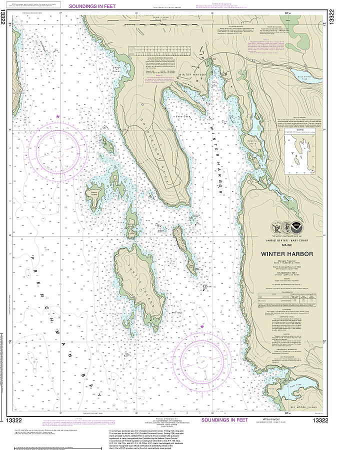 Winter Harbor Nautical Chart 13322 Digital Art by John Gernatt - Fine ...