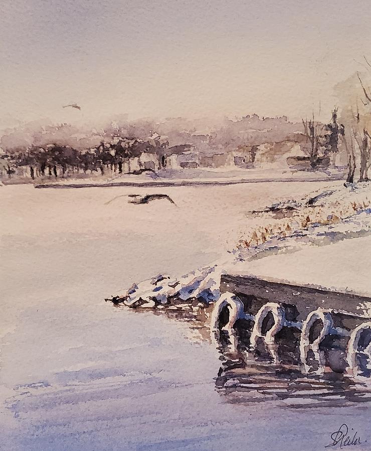 Winter Harbour Painting by Sheila Romard
