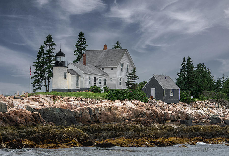 Winter Harbor Lighthouse, Coastal Maine Photograph by Marcy Wielfaert