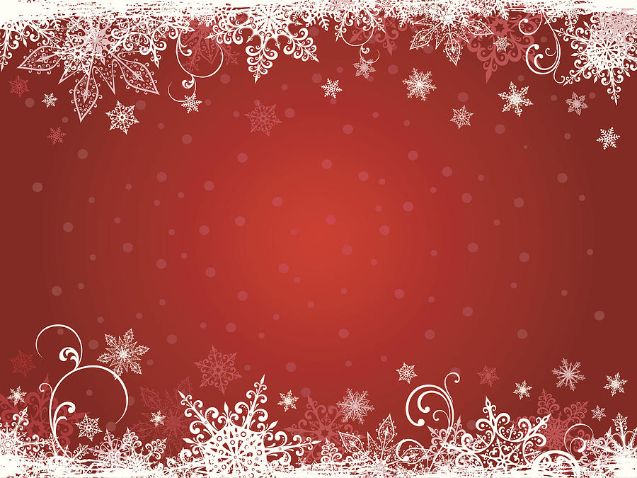 Winter holidays background in white snowflakes and red Drawing by Pop_jop