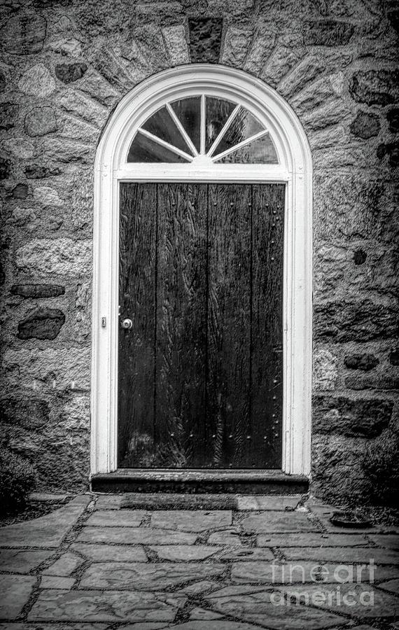 Winter House Door In Black and White Photograph by Karen Silvestri