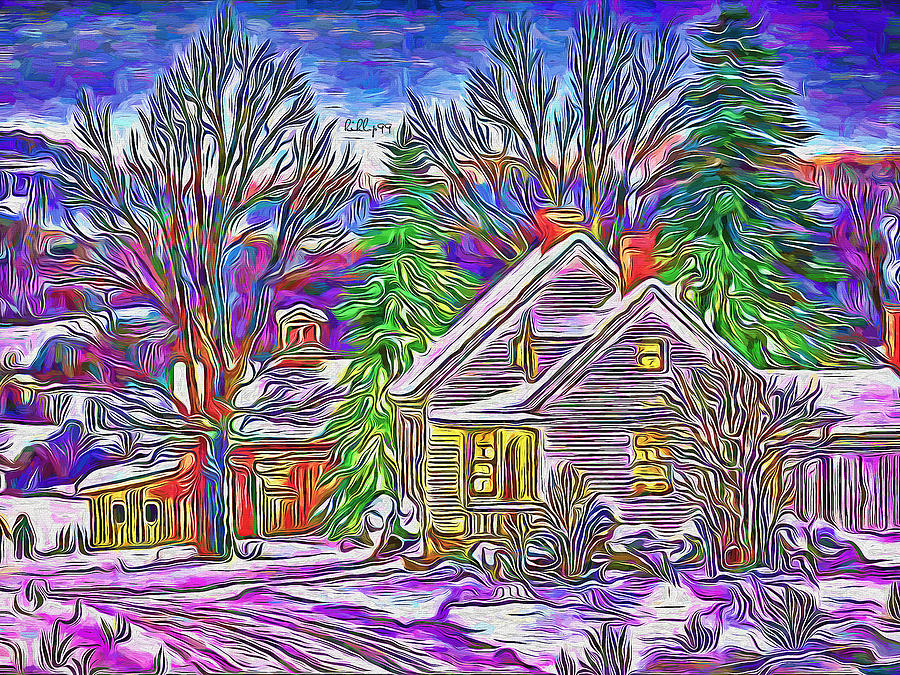 Winter house Painting by Nenad Vasic