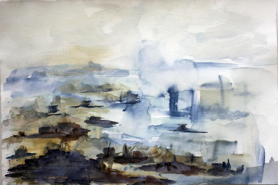 Abstract Painting - Winter Hues by Mehwish Kamran