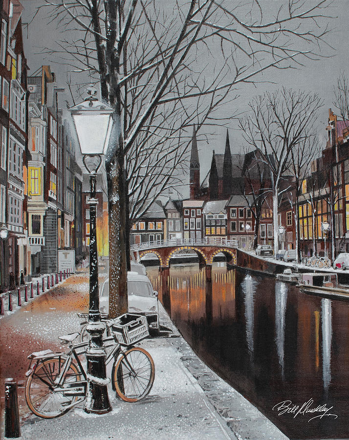 Winter in Amsterdam Painting by Bill Dunkley