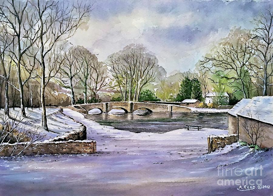 Winter in Ashford Derbyshire 2 Painting by Andrew Read
