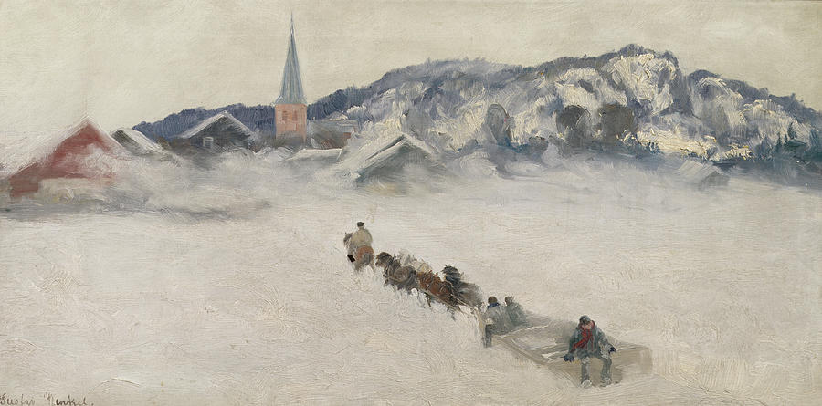 Winter in Asker Painting by O Vaering by Gustav Wentzel