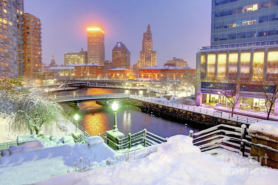 Winter in downtown Providence, Rhode island Photograph by Denis Tangney