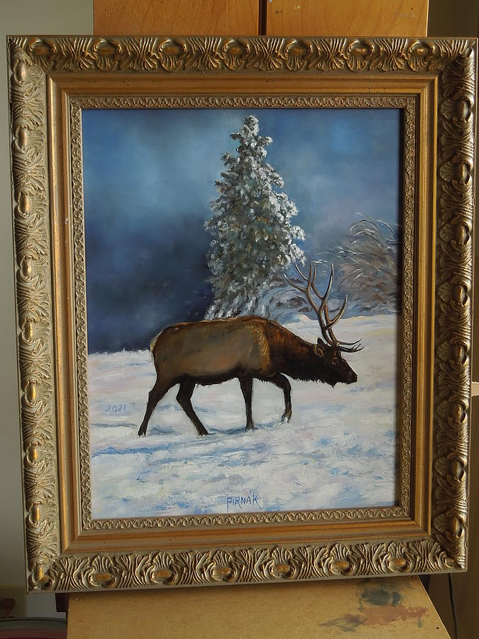 Deer Painting - Winter in Elk county by John Pirnak