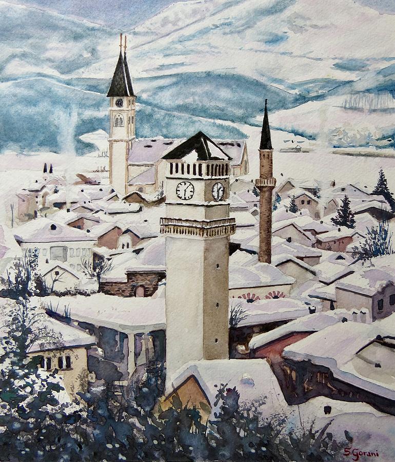 Winter In Gjakova Painting by Geni Gorani
