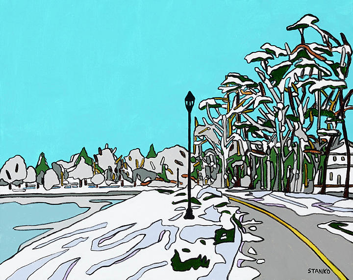 Winter in Hendrickson Park Painting by Mike Stanko