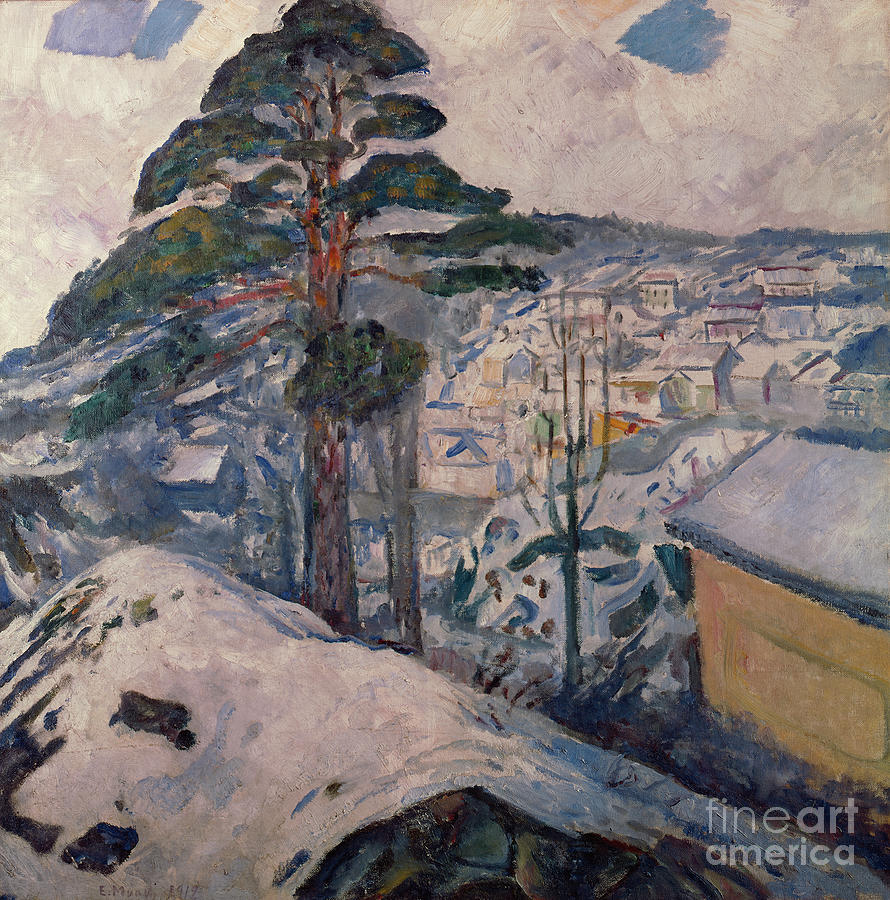 Winter in Krageroe, 1912 Painting by O Vaering by Edvard Munch