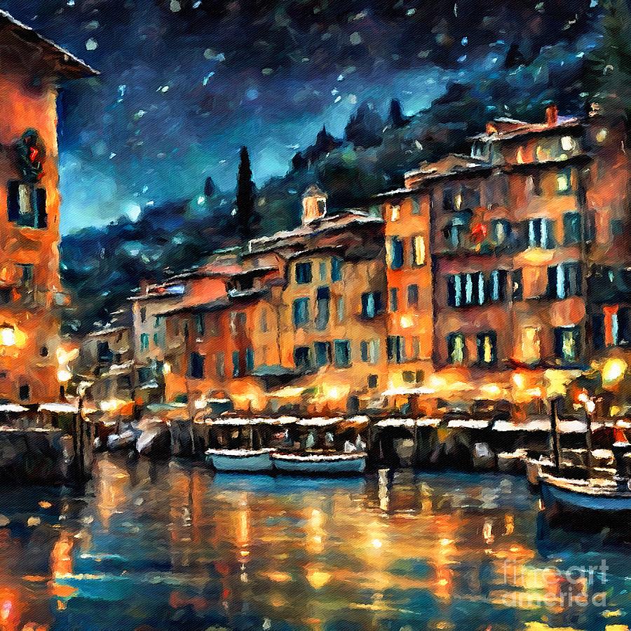 Winter in Liguria, Italy Digital Art by Lauries Intuitive