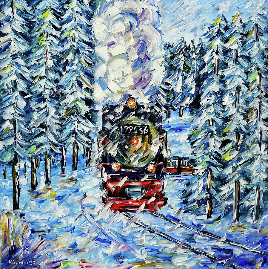 Winter In The Harz Mountains Painting by Mirek Kuzniar