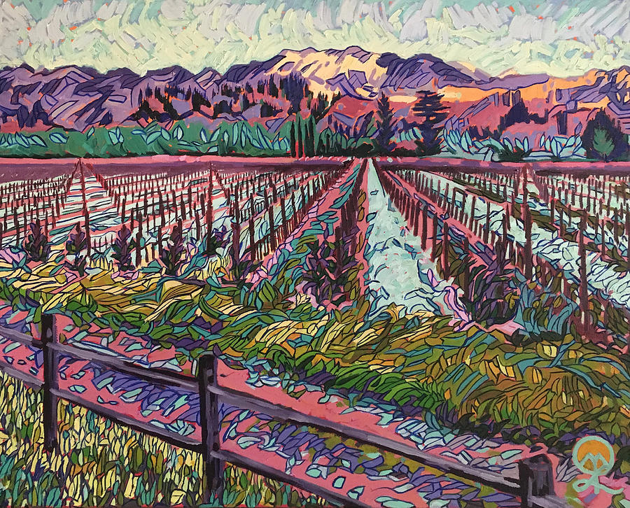 Winter in the Vineyard Painting by Therese Legere