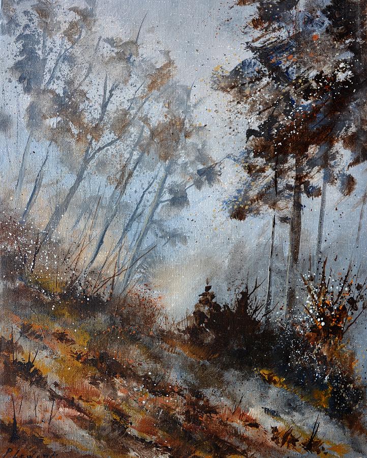 Winter in the wood 452021 Painting by Pol Ledent