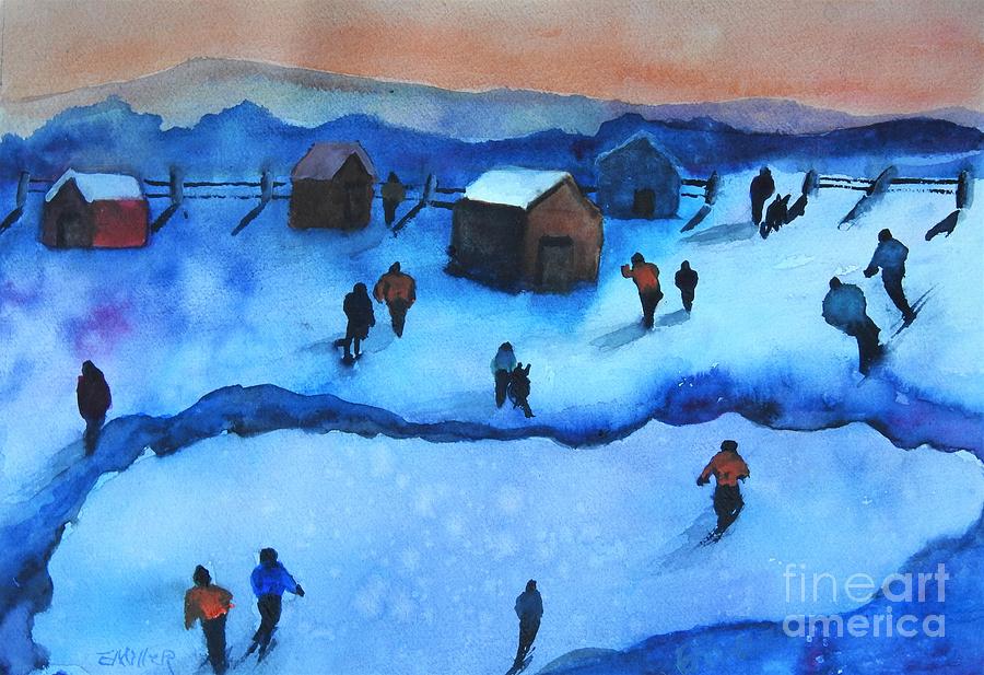 Winter in Watercolor Painting by Eunice Miller
