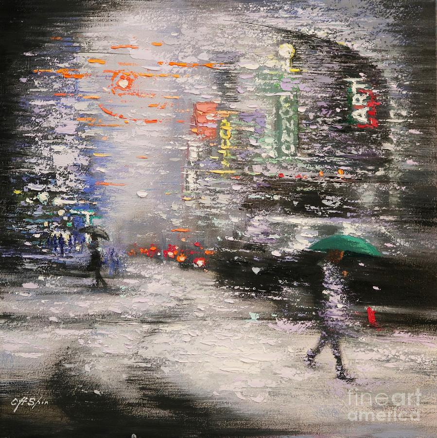 A Rainy Day in New York Painting by Chin h Shin