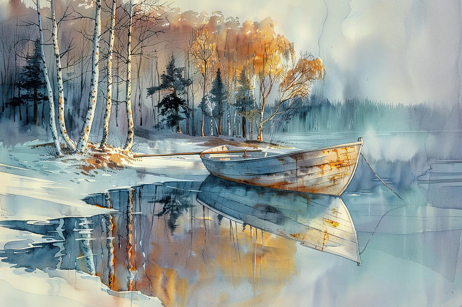 Winter lake Digital Art by Brian Tarr
