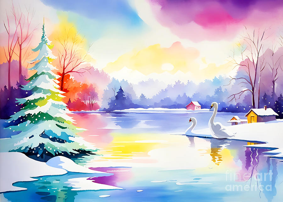Winter Lake III Painting by Munir Alawi