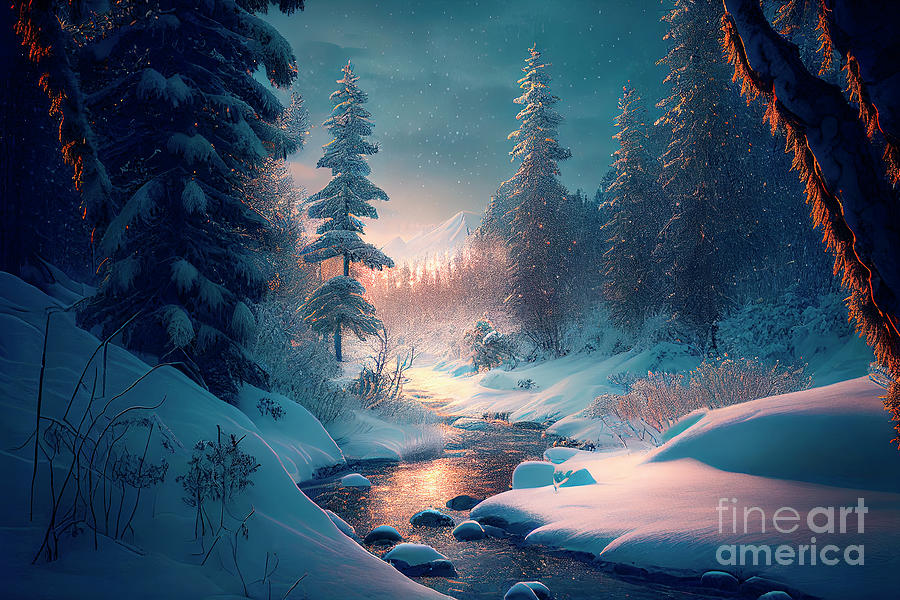 Winter landscape and mountain stream Photograph by Jelena Jovanovic